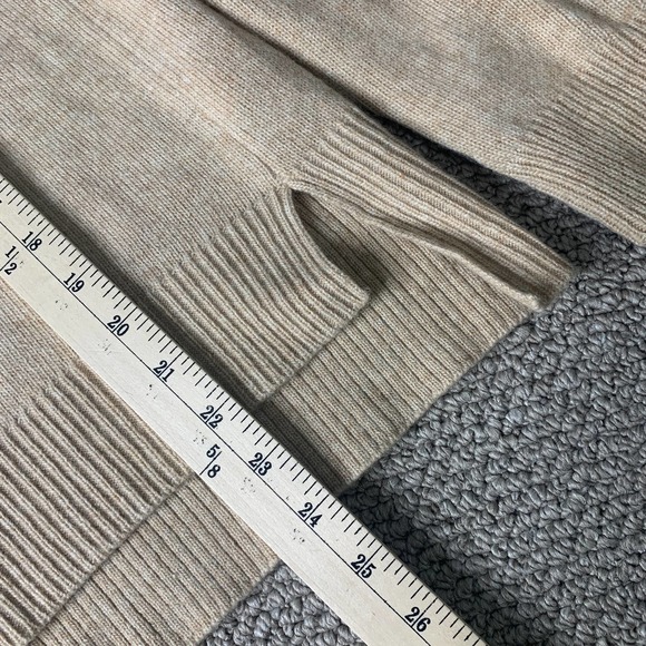 J. Crew Womens Sweater Size XS Tan Wool Cashmere Blend Leather Trim Pullover - Picture 9 of 14